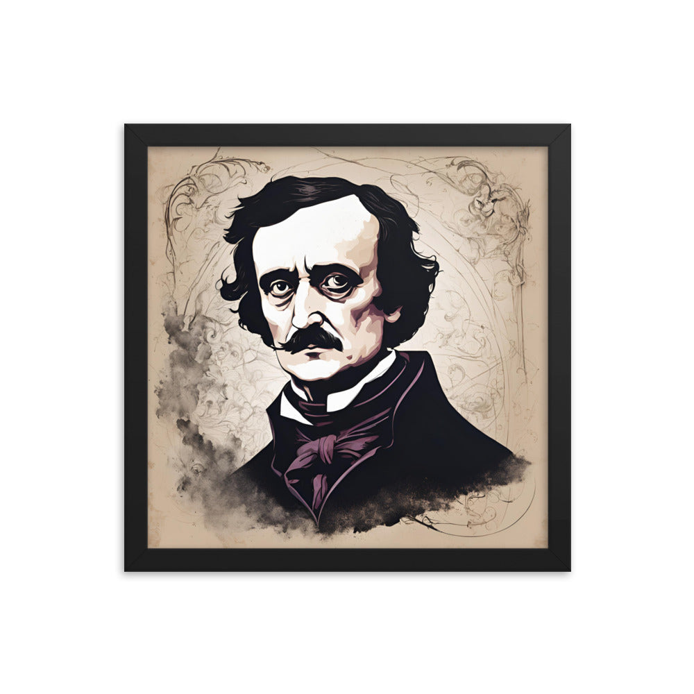 Edgar Allen Poe Portrait on Matte Paper Framed Poster MECHANOID LABS