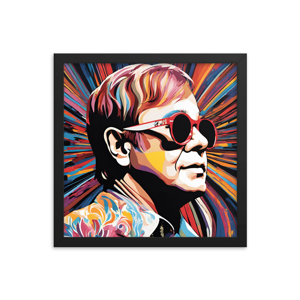 Elton John Portrait on Matte Paper Framed Poster MECHANOID LABS