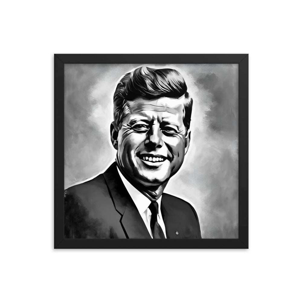 John F. Kennedy Portrait on Matte Paper Framed Poster MECHANOID LABS