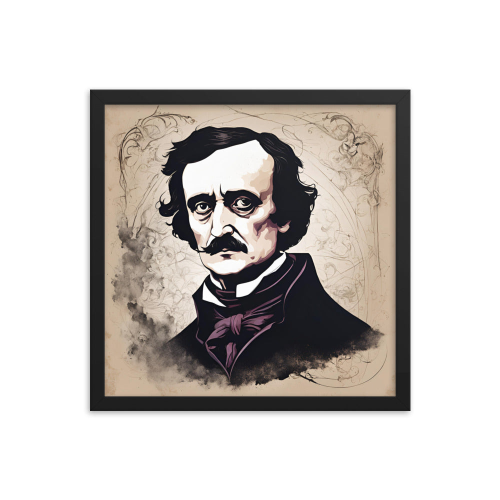 Edgar Allen Poe Portrait on Matte Paper Framed Poster MECHANOID LABS