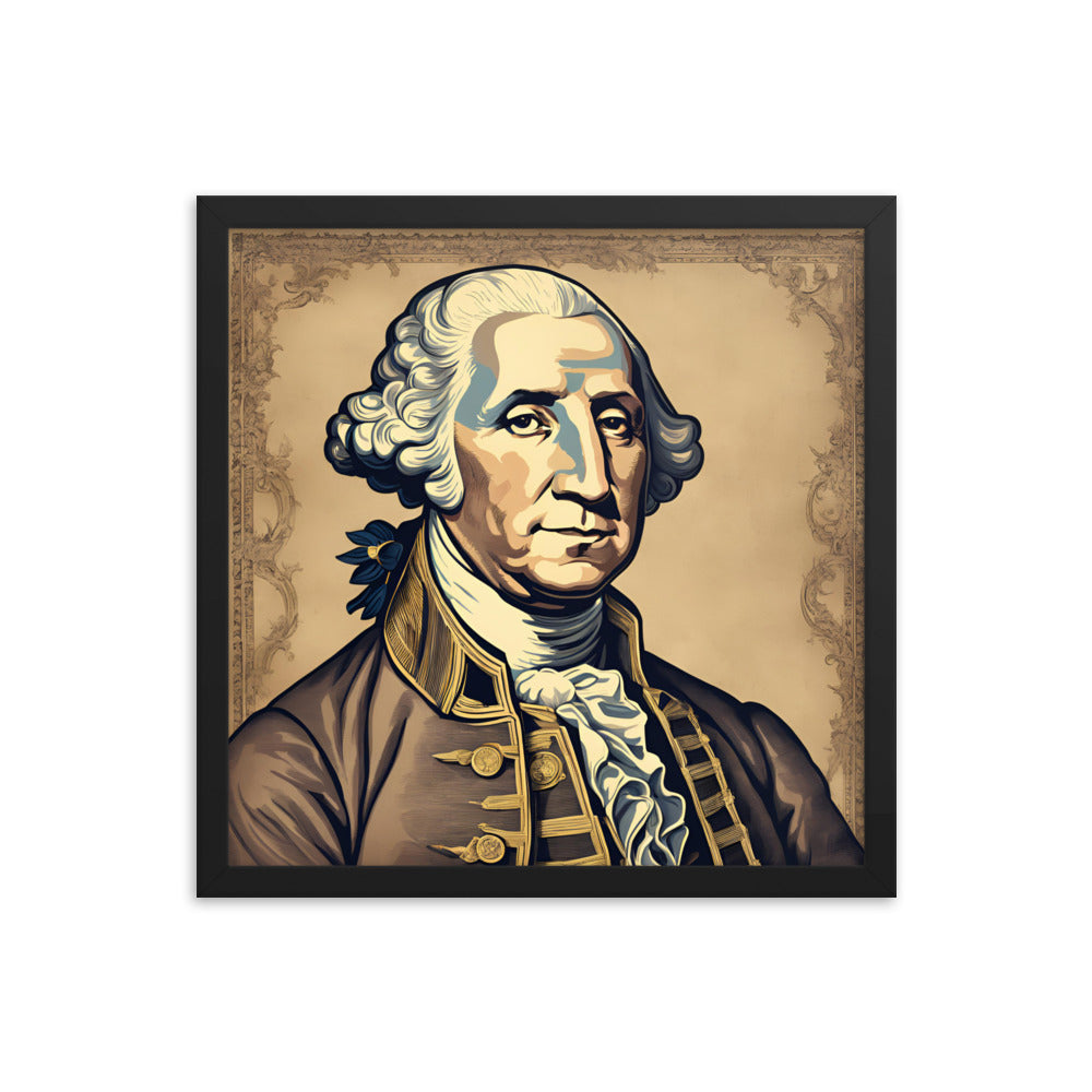 George Washington Portrait on Matte Paper Framed Poster MECHANOID LABS