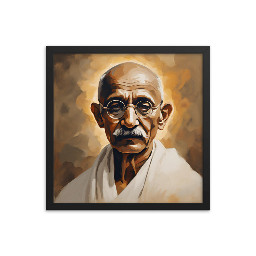 Mahatma Gandhi Portrait on Matte Paper Framed Poster MECHANOID LABS