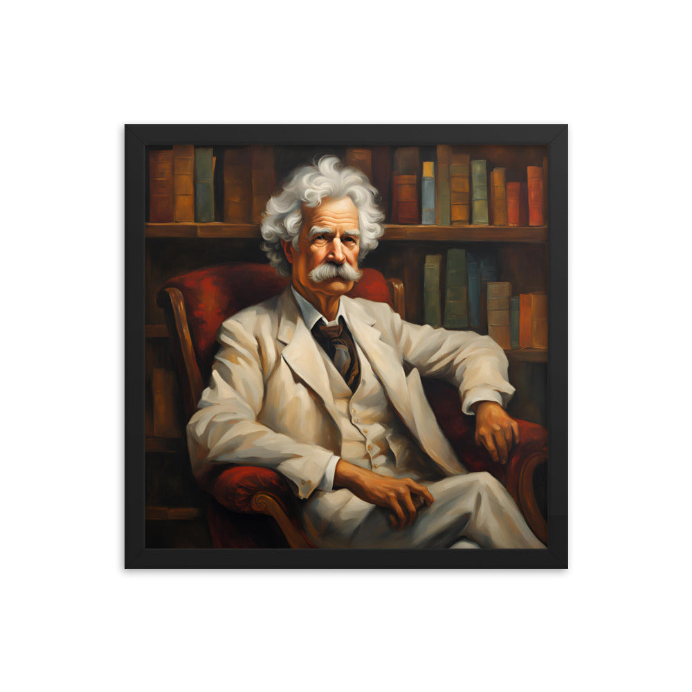 Mark Twain Portrait on Matte Paper Framed Poster MECHANOID LABS