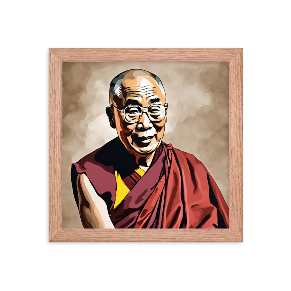 Dalai Lama Portrait on Matte Paper Framed Poster MECHANOID LABS
