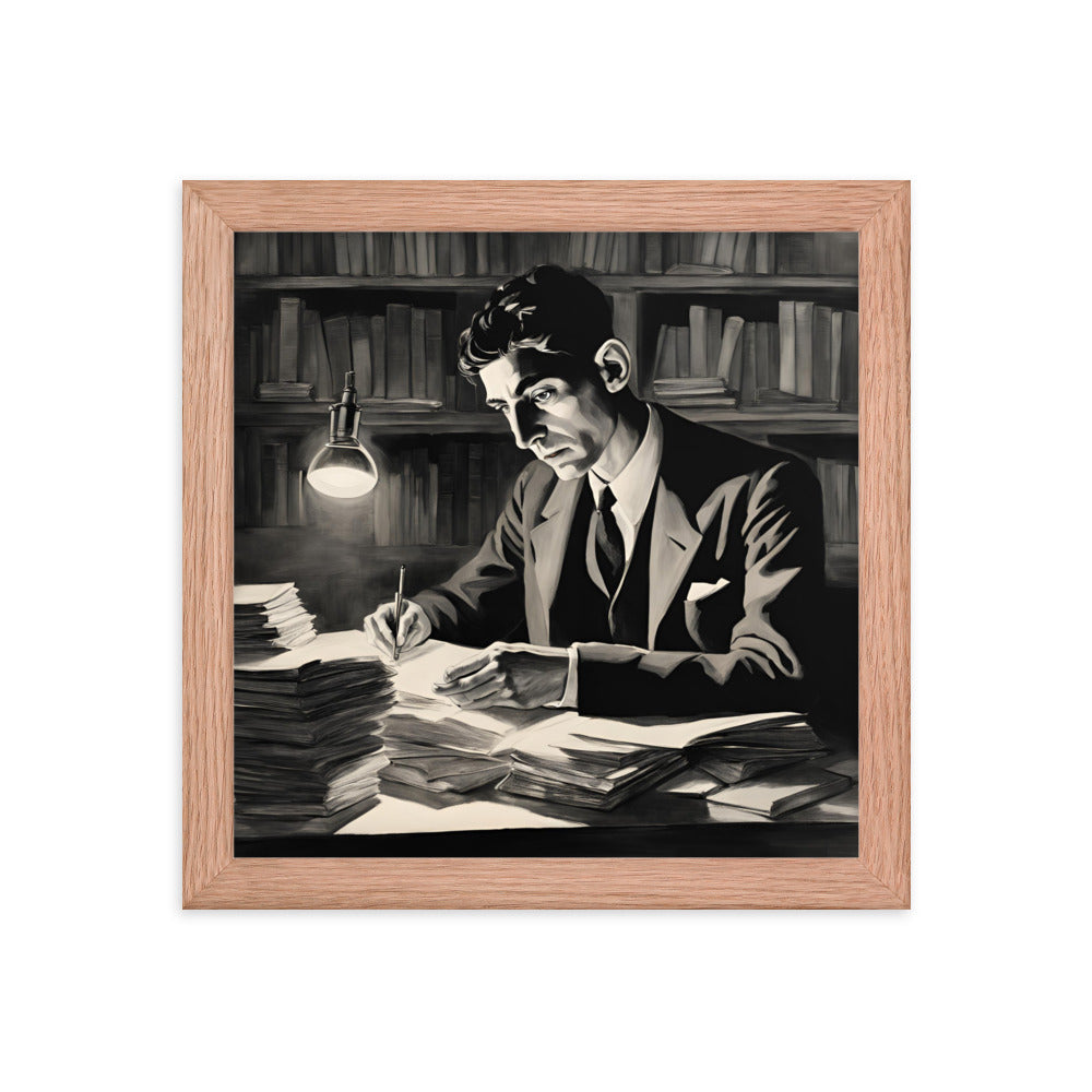 Franz Kafka Portrait on Matte Paper Framed Poster MECHANOID LABS