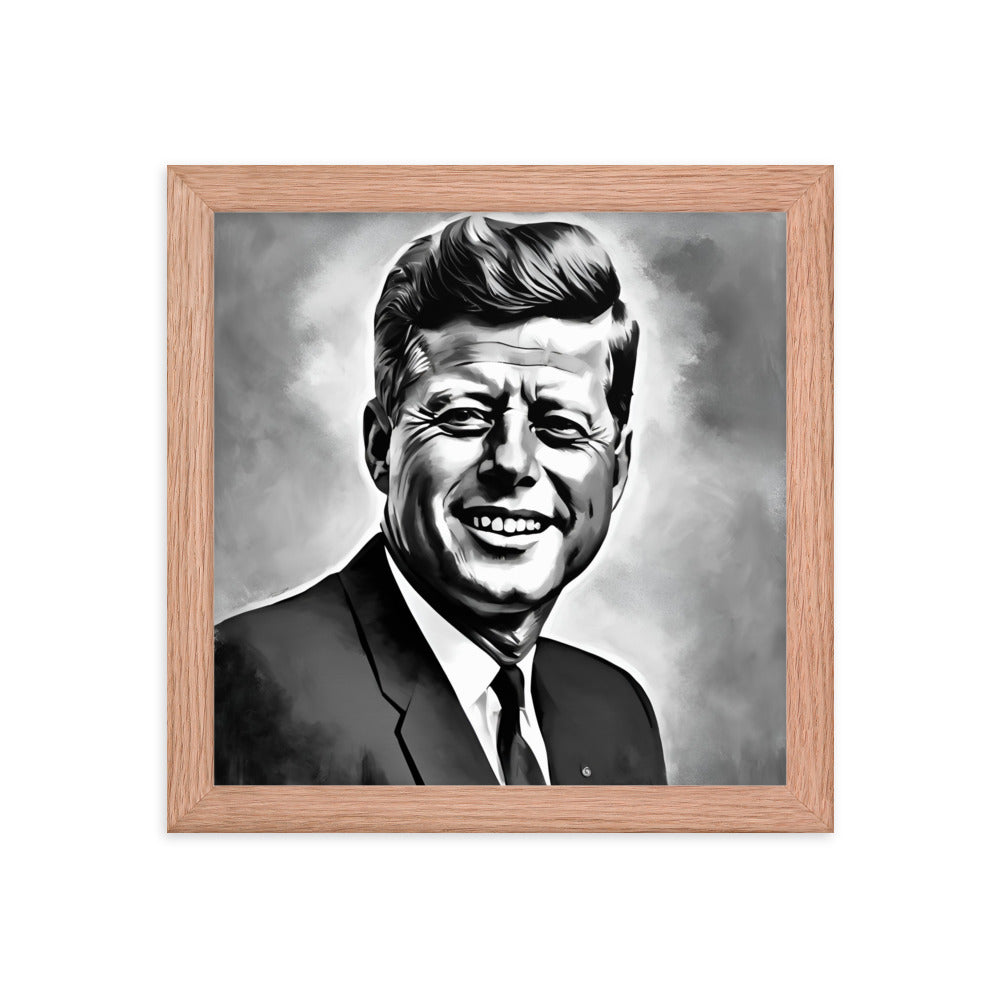 John F. Kennedy Portrait on Matte Paper Framed Poster MECHANOID LABS