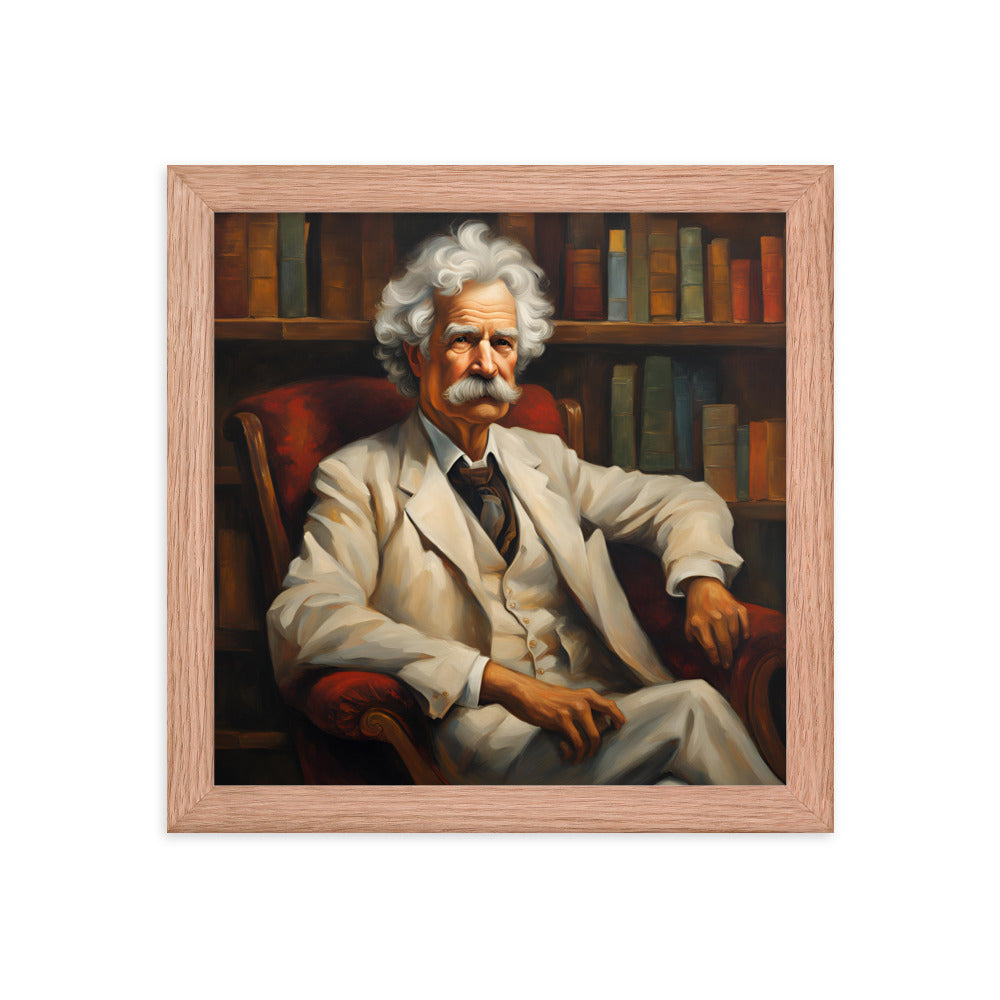 Mark Twain Portrait on Matte Paper Framed Poster MECHANOID LABS
