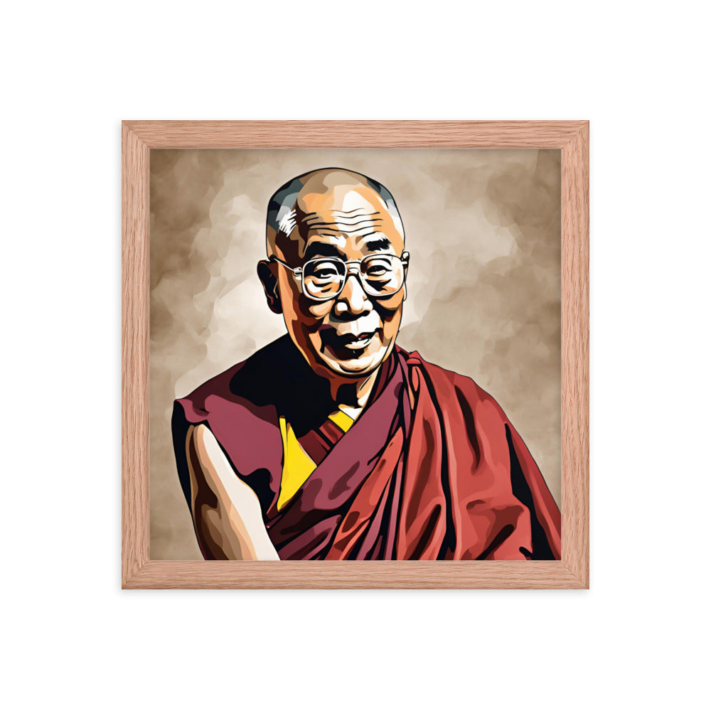 Dalai Lama Portrait on Matte Paper Framed Poster MECHANOID LABS