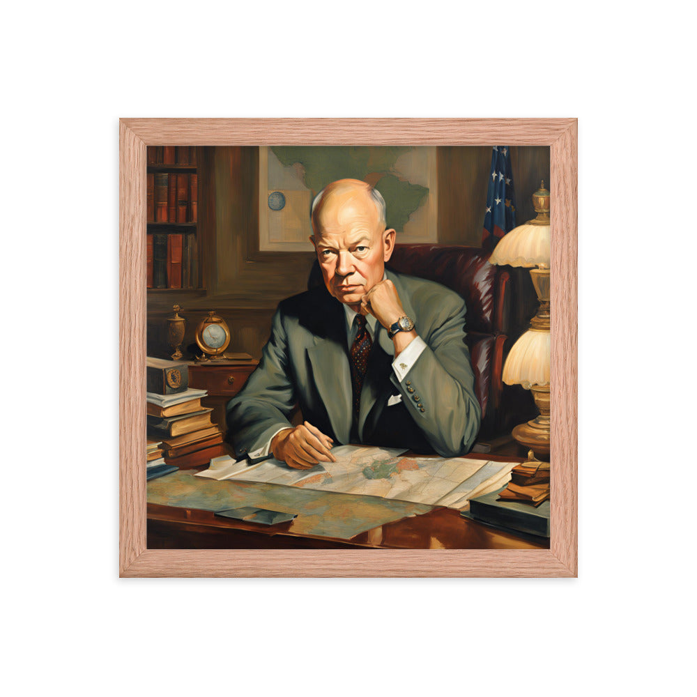 Dwight D. Eisenhower Portrait on Matte Paper Framed Poster MECHANOID LABS