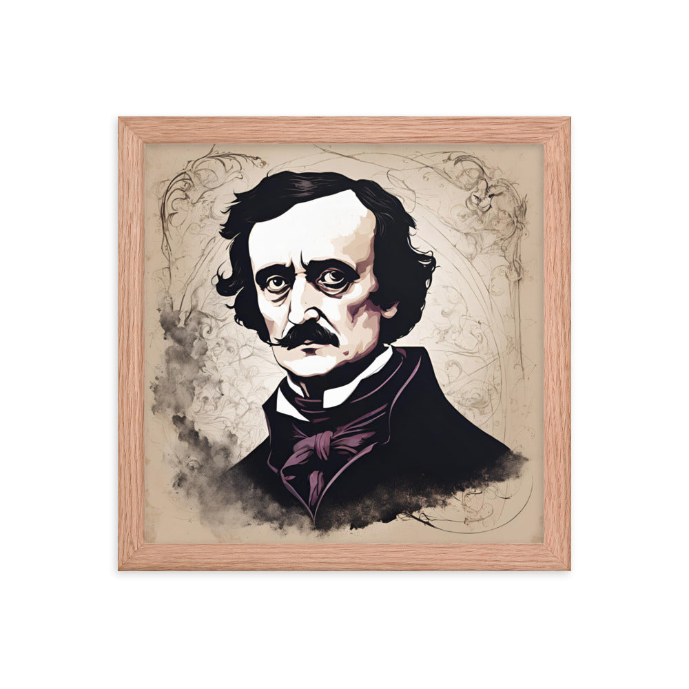 Edgar Allen Poe Portrait on Matte Paper Framed Poster MECHANOID LABS