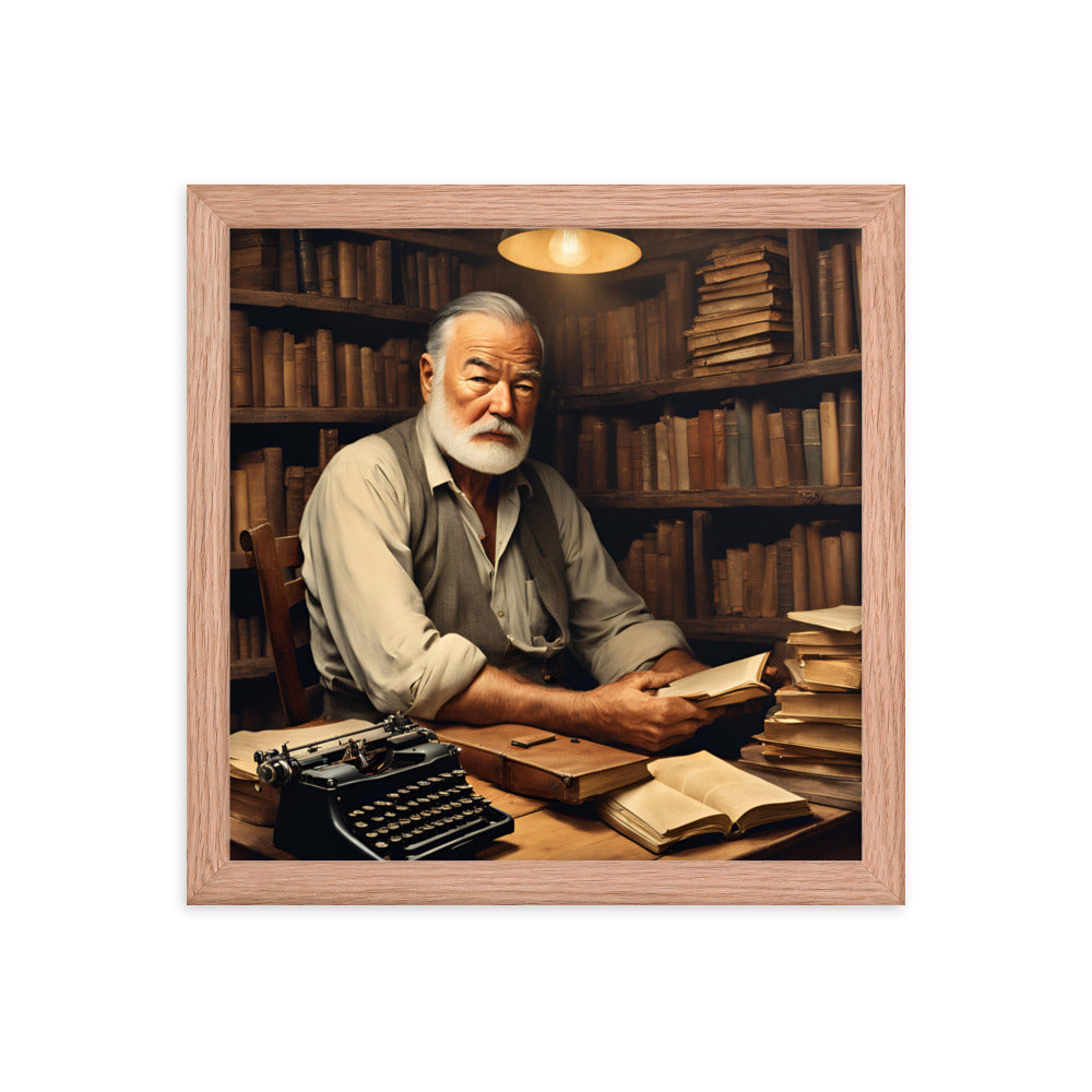 Ernest Hemingway Portrait on Matte Paper Framed Poster MECHANOID LABS