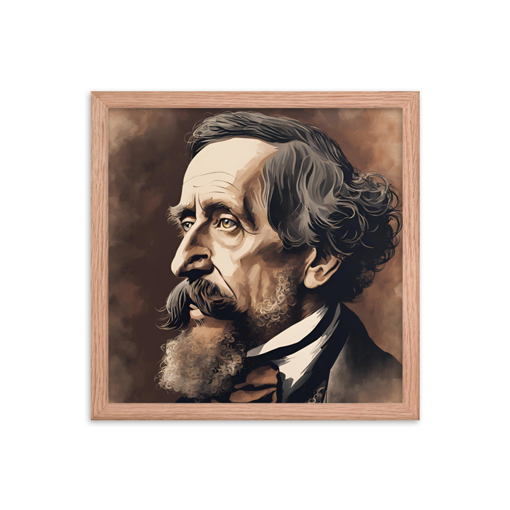 Charles Dickens Portrait on Matte Paper Framed Poster MECHANOID LABS