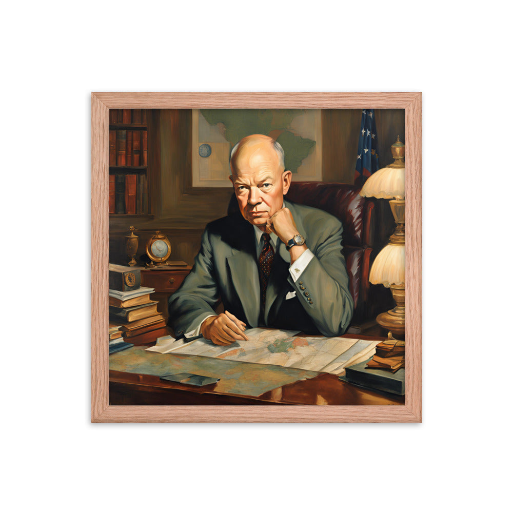 Dwight D. Eisenhower Portrait on Matte Paper Framed Poster MECHANOID LABS