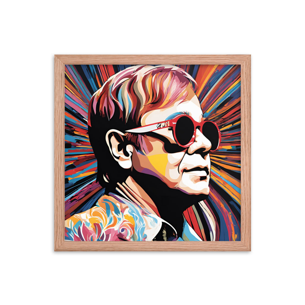 Elton John Portrait on Matte Paper Framed Poster MECHANOID LABS