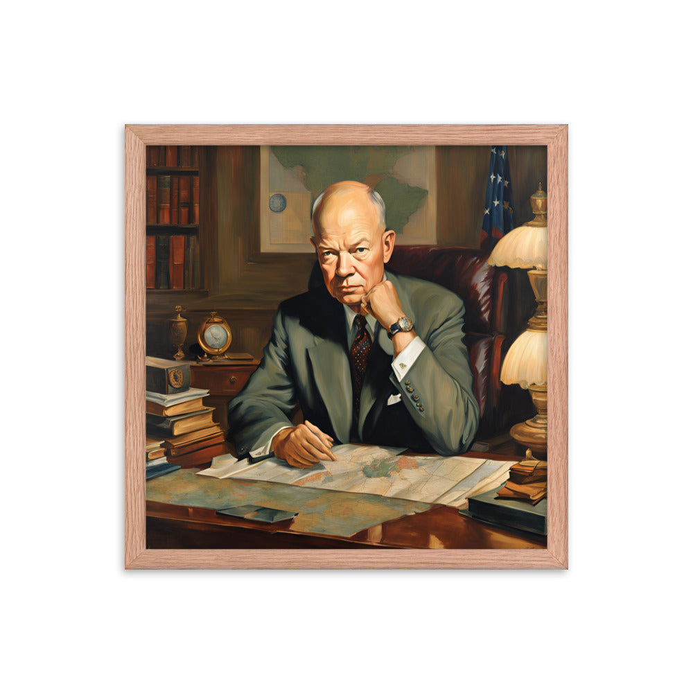 Dwight D. Eisenhower Portrait on Matte Paper Framed Poster MECHANOID LABS