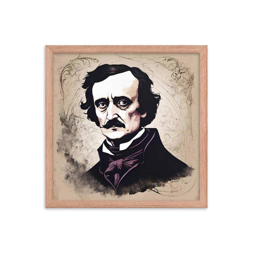 Edgar Allen Poe Portrait on Matte Paper Framed Poster MECHANOID LABS
