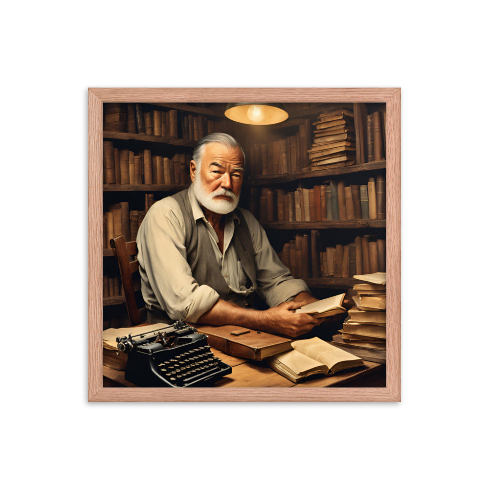 Ernest Hemingway Portrait on Matte Paper Framed Poster MECHANOID LABS