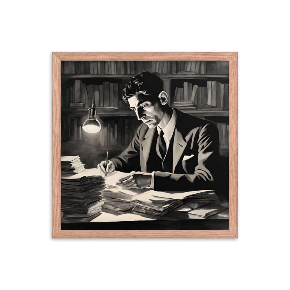Franz Kafka Portrait on Matte Paper Framed Poster MECHANOID LABS