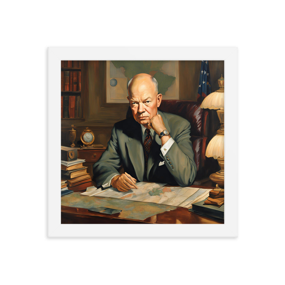Dwight D. Eisenhower Portrait on Matte Paper Framed Poster MECHANOID LABS
