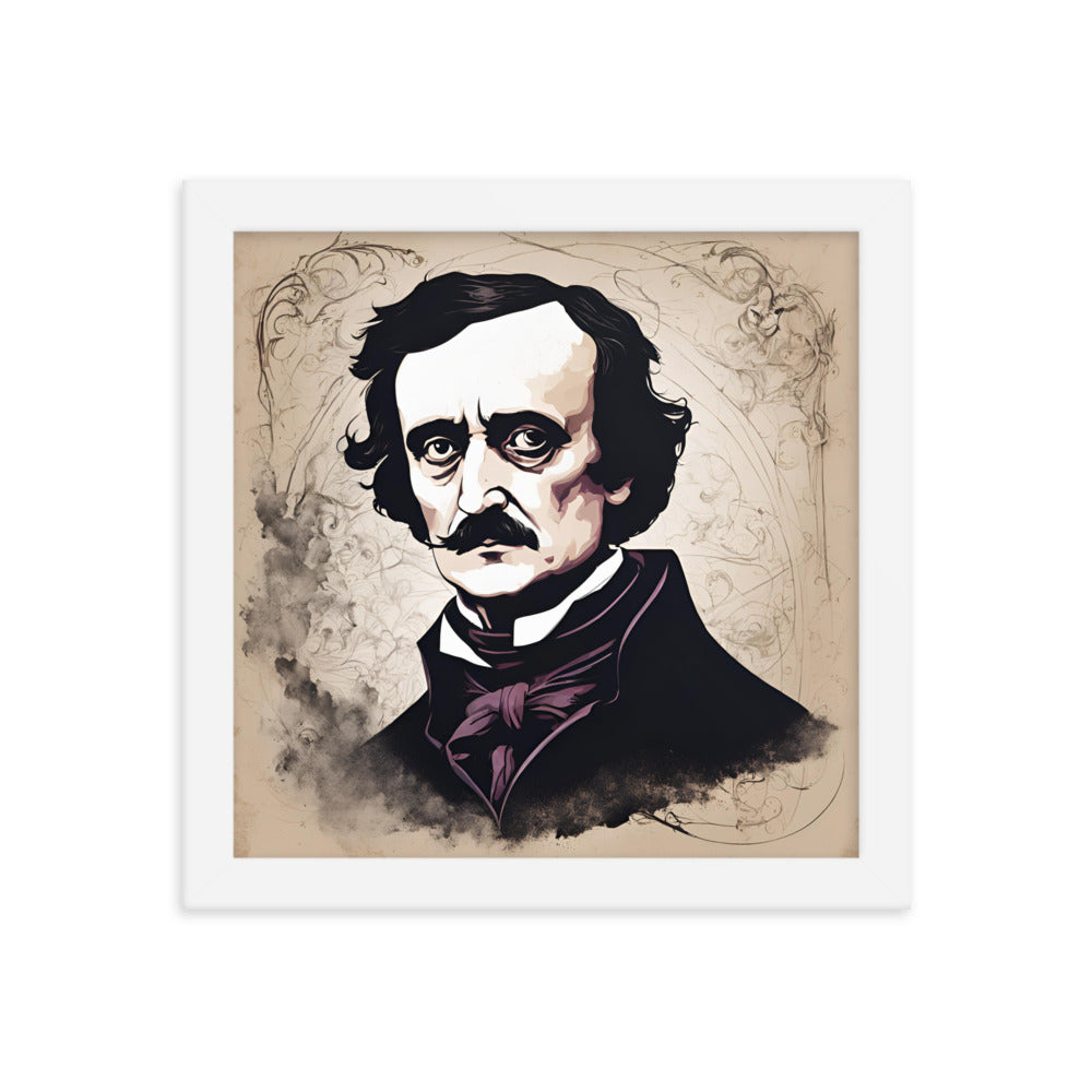 Edgar Allen Poe Portrait on Matte Paper Framed Poster MECHANOID LABS