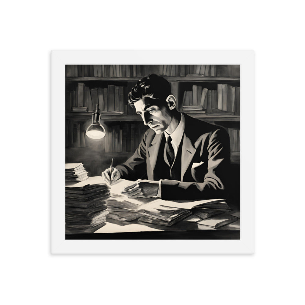 Franz Kafka Portrait on Matte Paper Framed Poster MECHANOID LABS