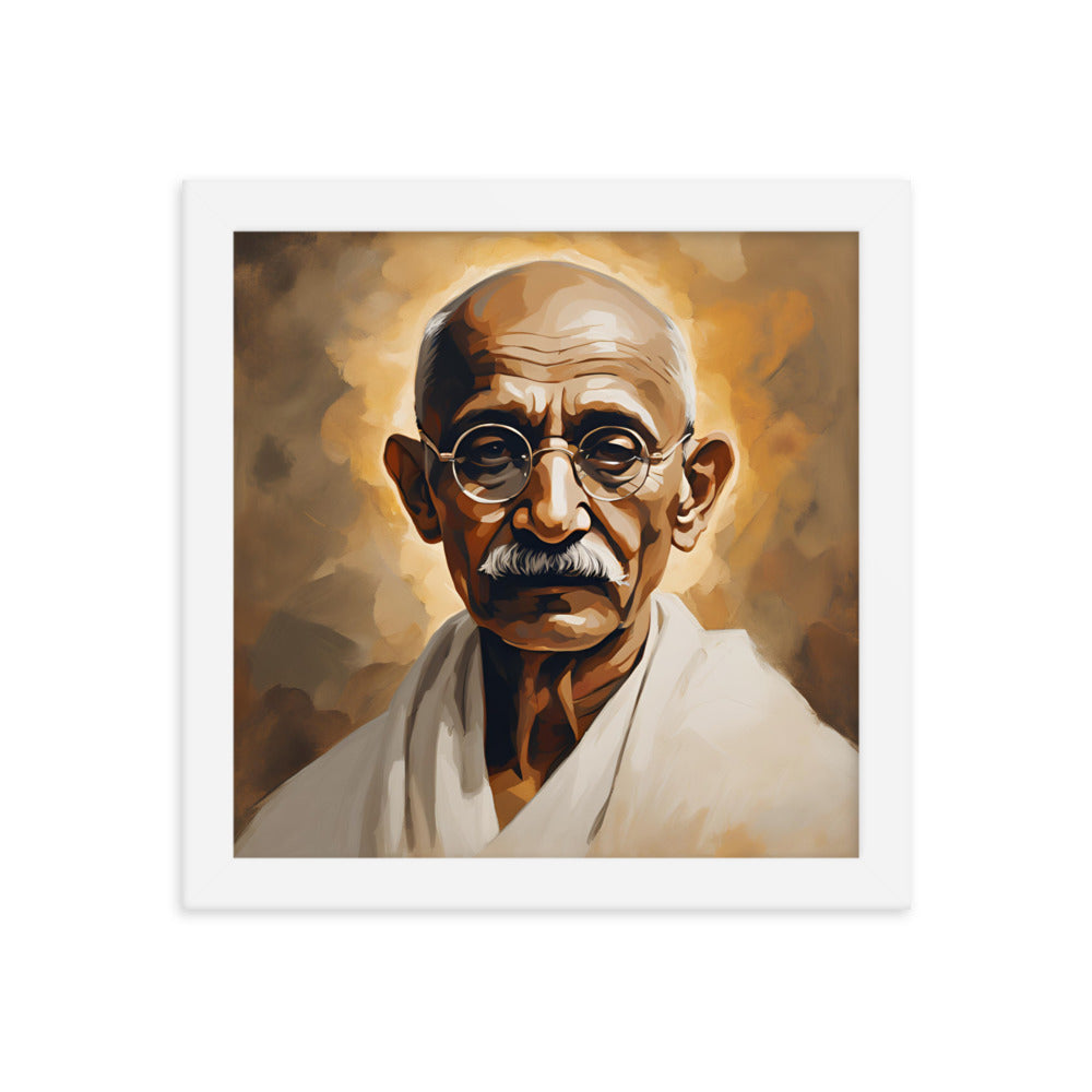 Mahatma Gandhi Portrait on Matte Paper Framed Poster MECHANOID LABS
