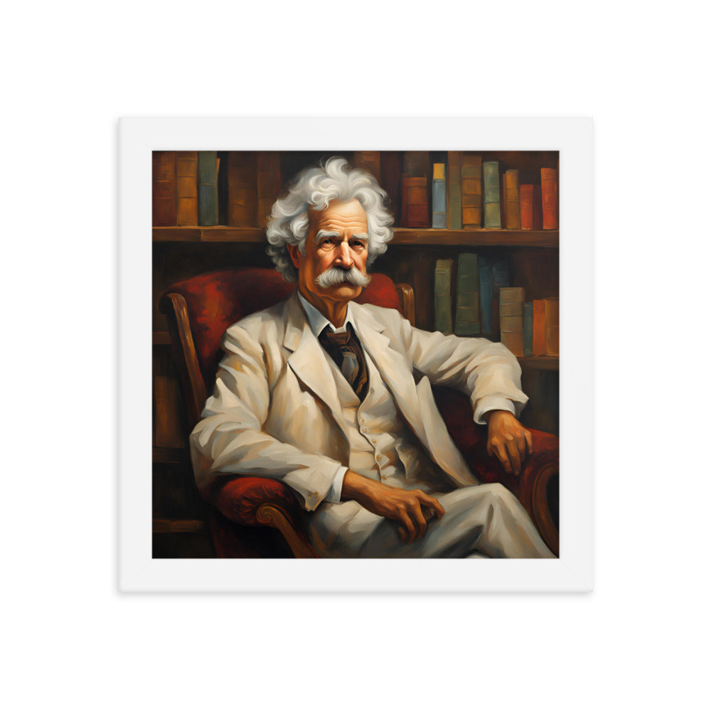 Mark Twain Portrait on Matte Paper Framed Poster MECHANOID LABS