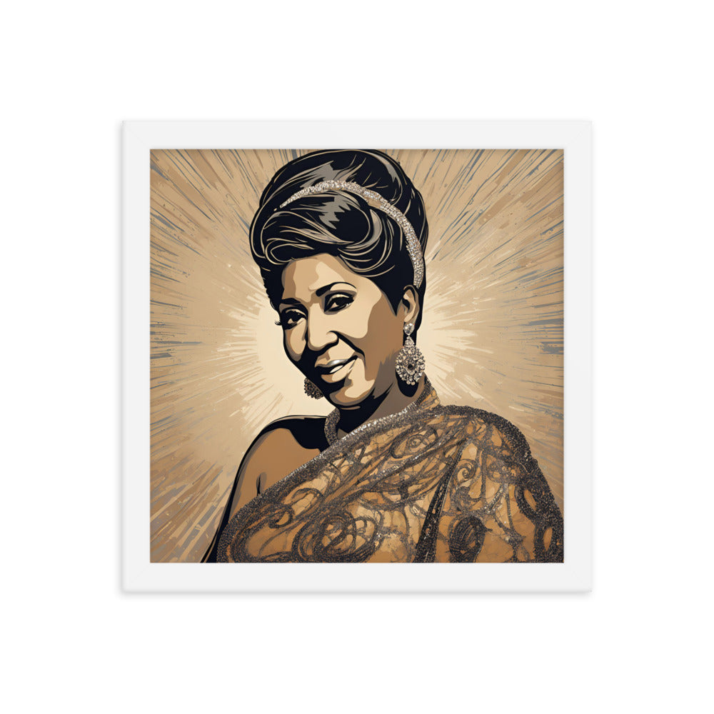 Aretha Franklin Portrait on Matte Paper Framed Poster MECHANOID LABS