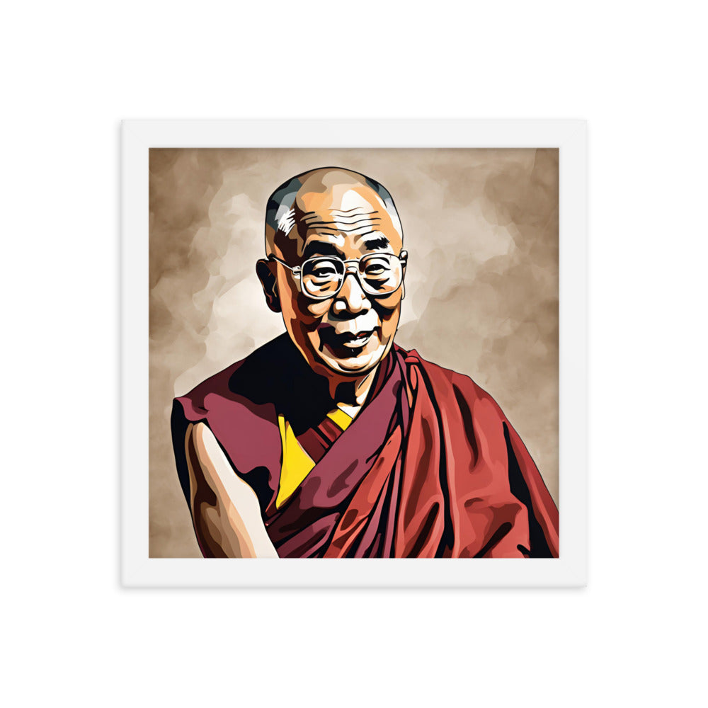 Dalai Lama Portrait on Matte Paper Framed Poster MECHANOID LABS