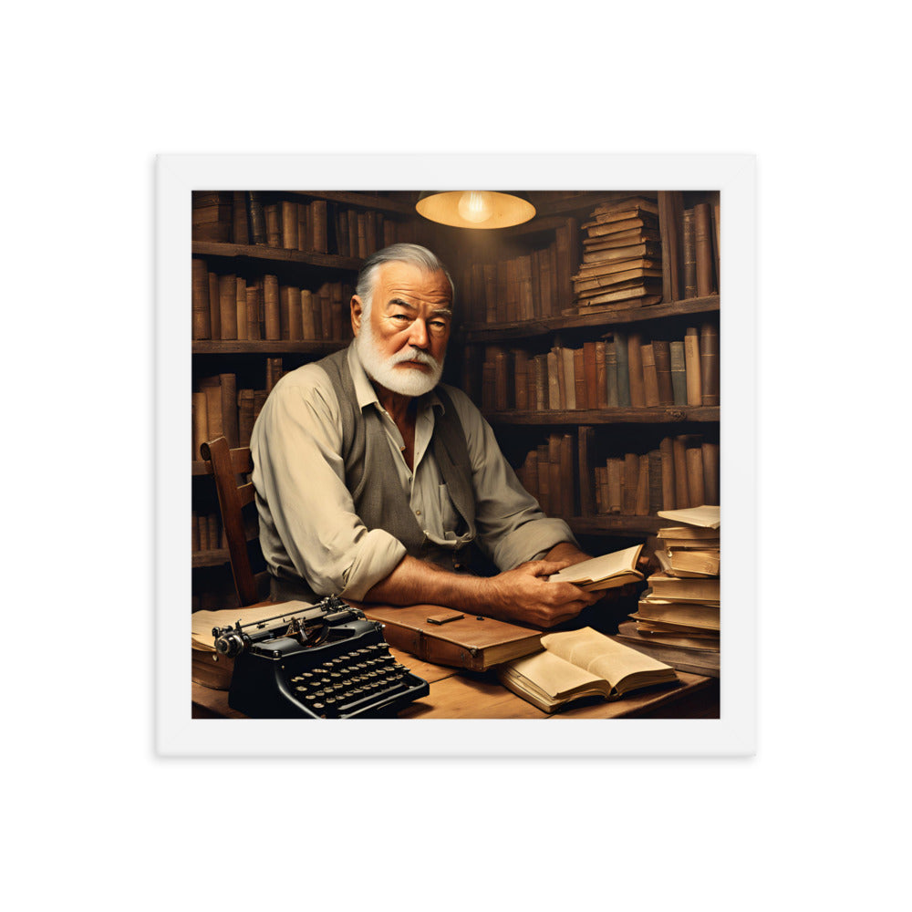 Ernest Hemingway Portrait on Matte Paper Framed Poster MECHANOID LABS