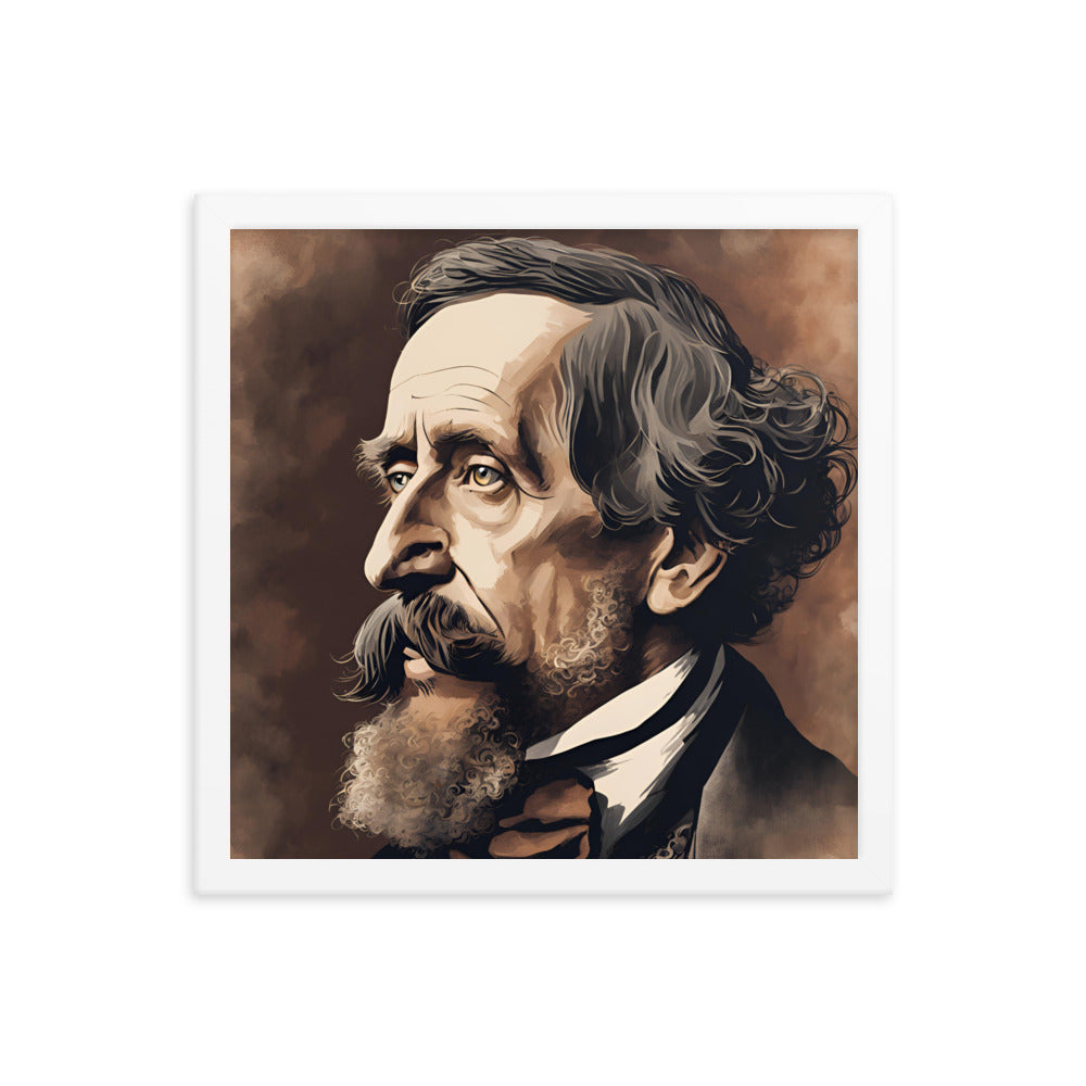 Charles Dickens Portrait on Matte Paper Framed Poster MECHANOID LABS