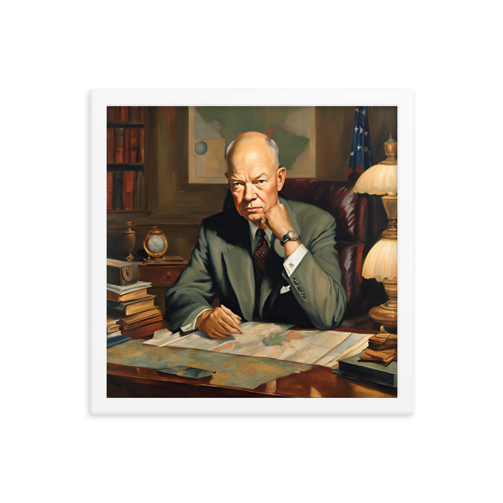 Dwight D. Eisenhower Portrait on Matte Paper Framed Poster MECHANOID LABS