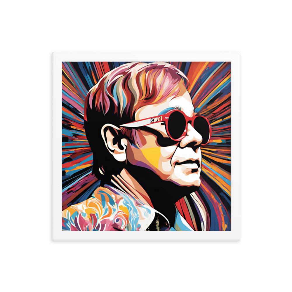 Elton John Portrait on Matte Paper Framed Poster MECHANOID LABS
