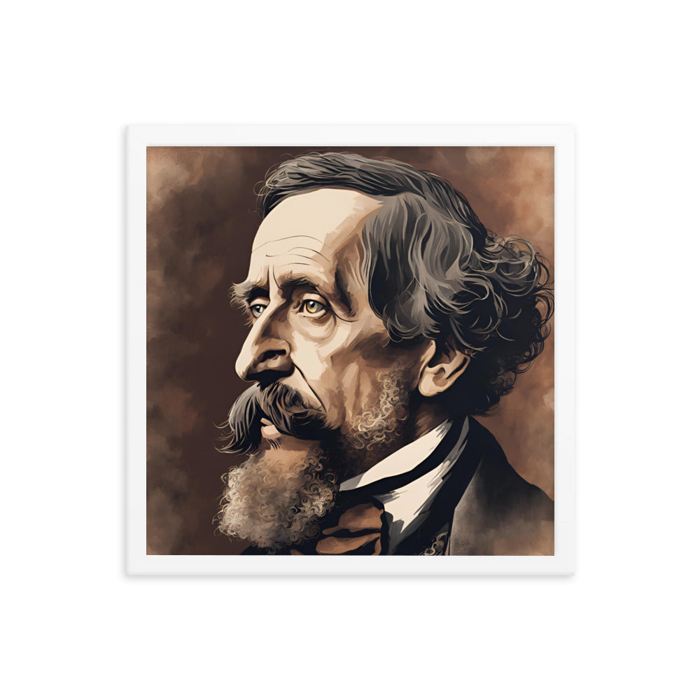 Charles Dickens Portrait on Matte Paper Framed Poster MECHANOID LABS