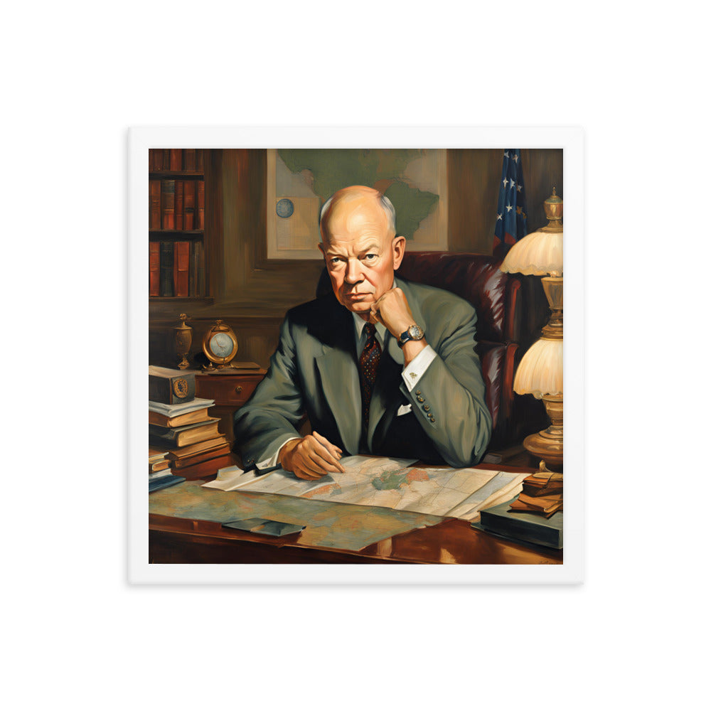 Dwight D. Eisenhower Portrait on Matte Paper Framed Poster MECHANOID LABS