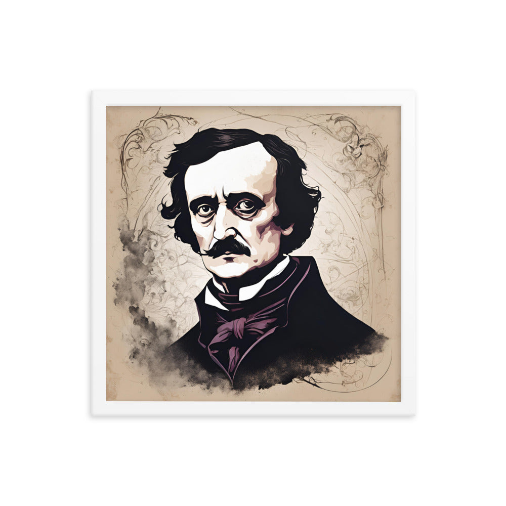 Edgar Allen Poe Portrait on Matte Paper Framed Poster MECHANOID LABS