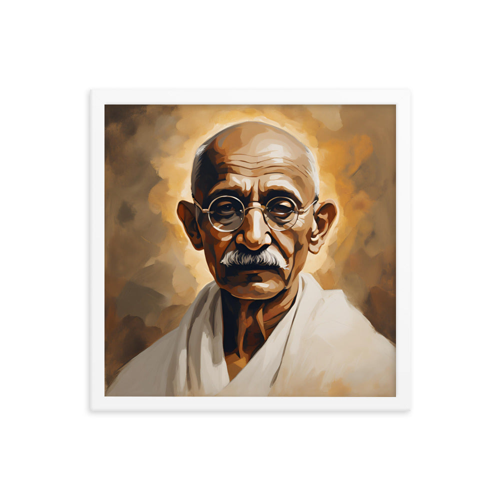 Mahatma Gandhi Portrait on Matte Paper Framed Poster MECHANOID LABS