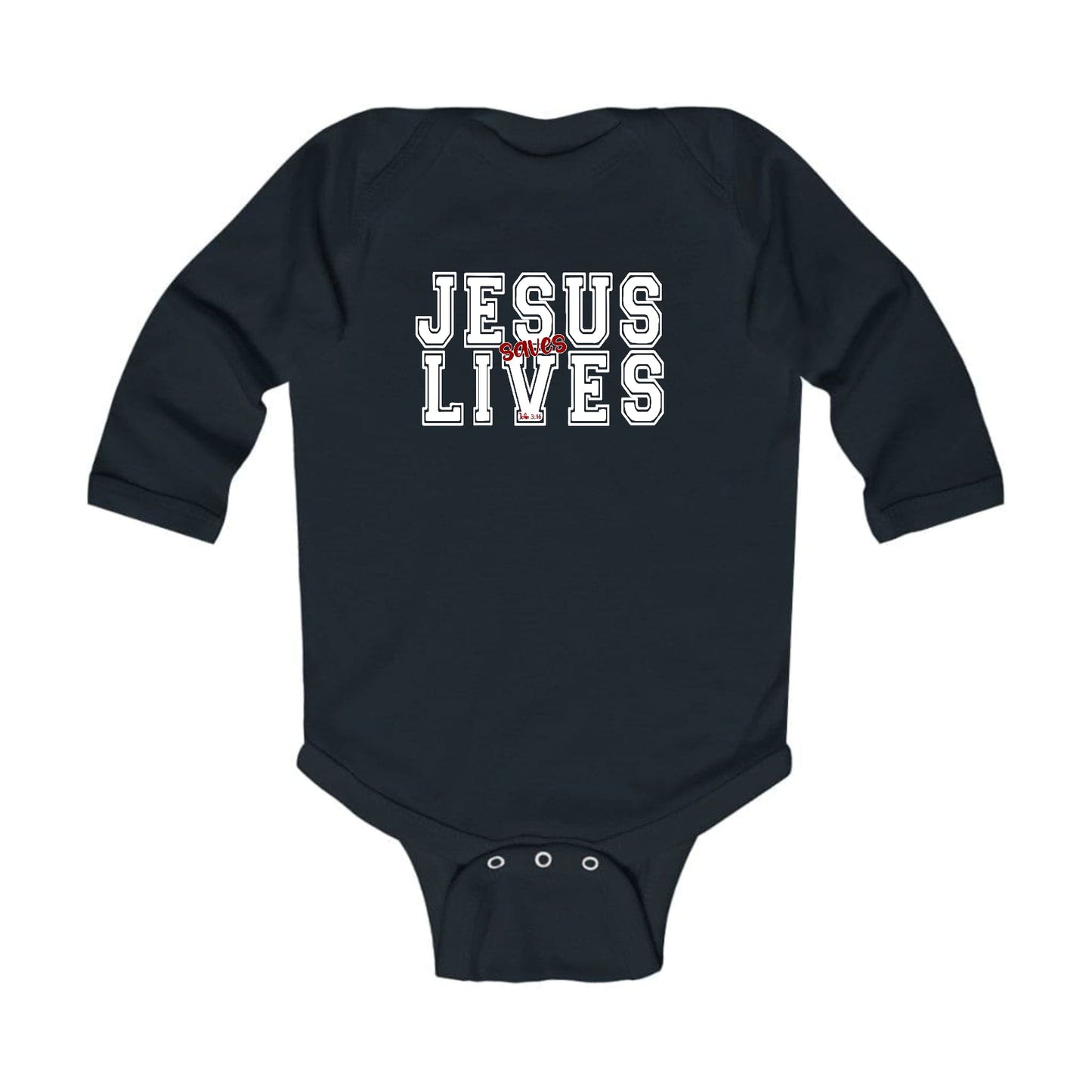 Jesus Saves Lives White Red infant Onesie Pebble’s Printables