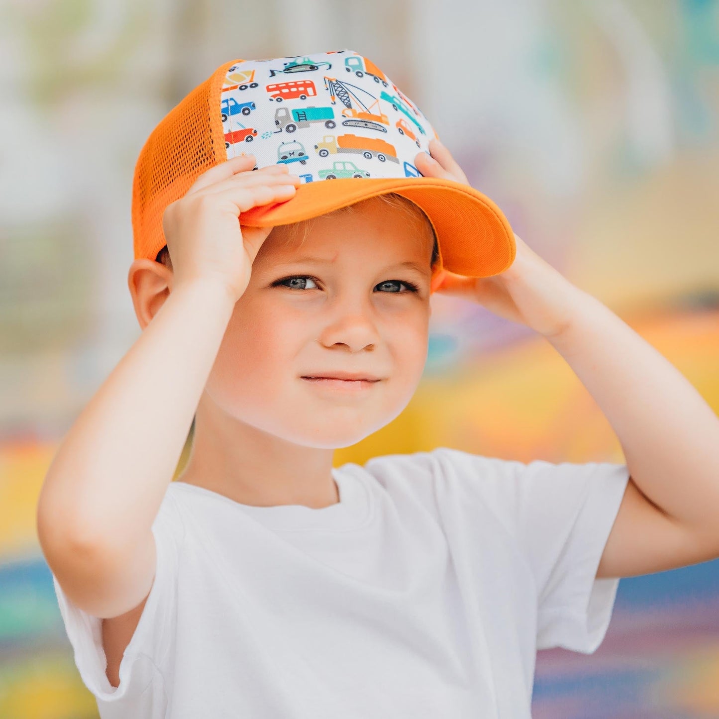 Little Trucks Orange Trucker Hat Wild Child Hat Co