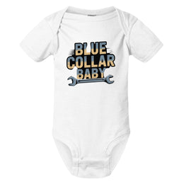 Blue Collar Baby Onsie WHITE - FRONT