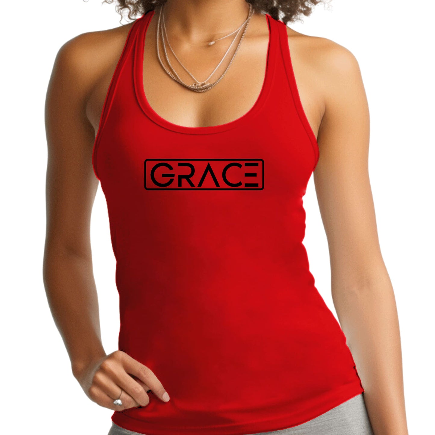 Women's Fitness Tank Top Graphic T-shirt - Grace Christian Black Pebble’s Printables