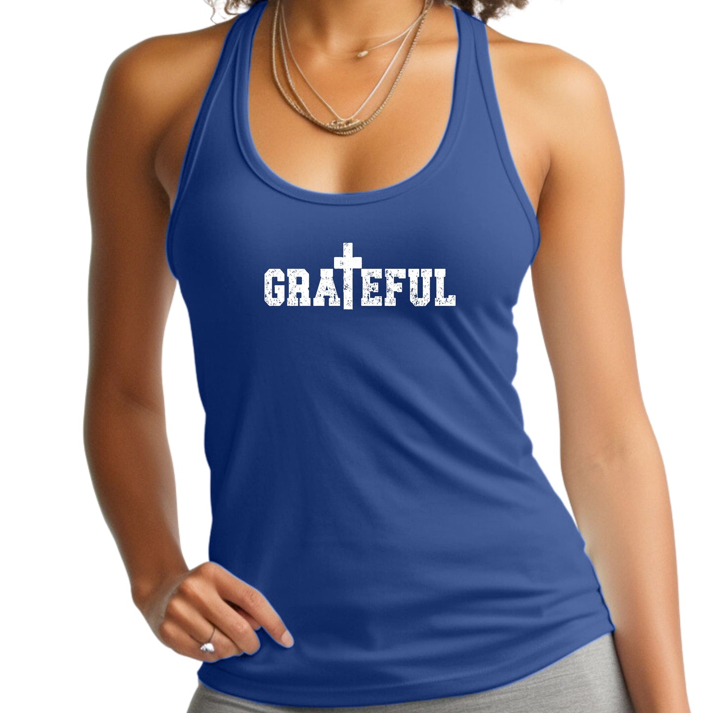 Grateful Women's Fitness Tank Top Pebble’s Printables
