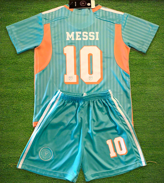 Lionel Messi Inter Miami Kids 3rd 2024/25 Soccer Jersey Kit CustomKiddos.com