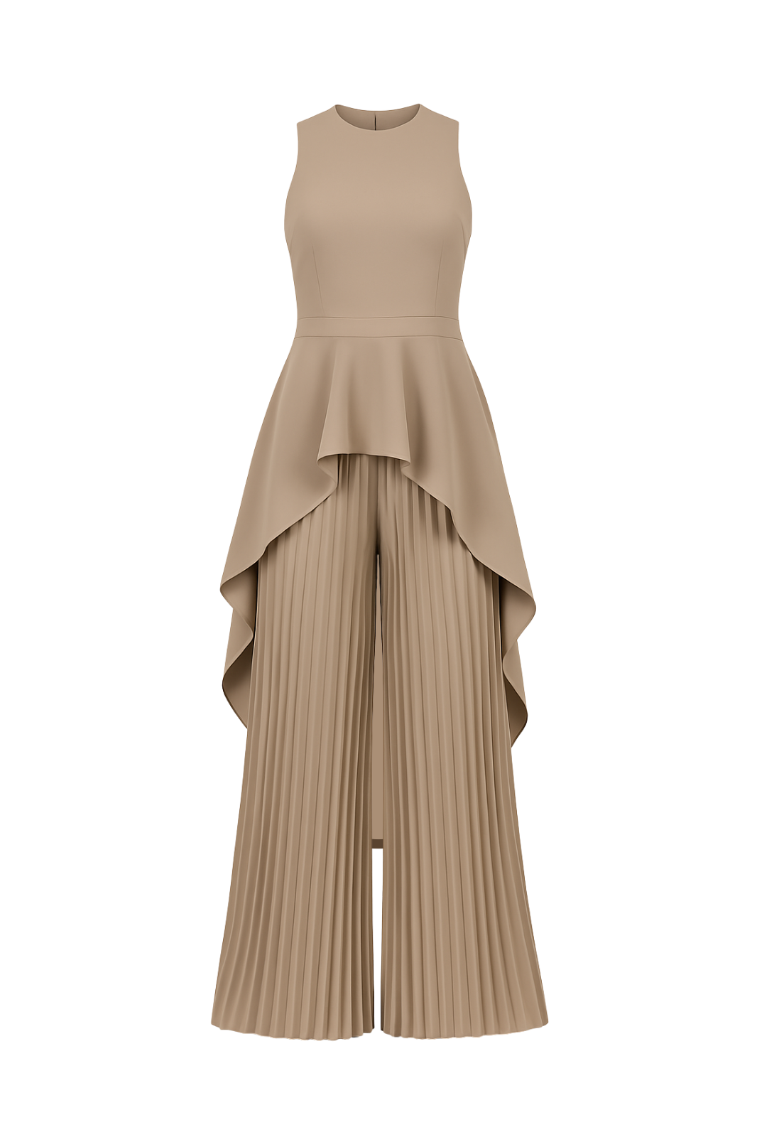 Escape to Milan Taupe Pleated Pants Set Luxe and Allure