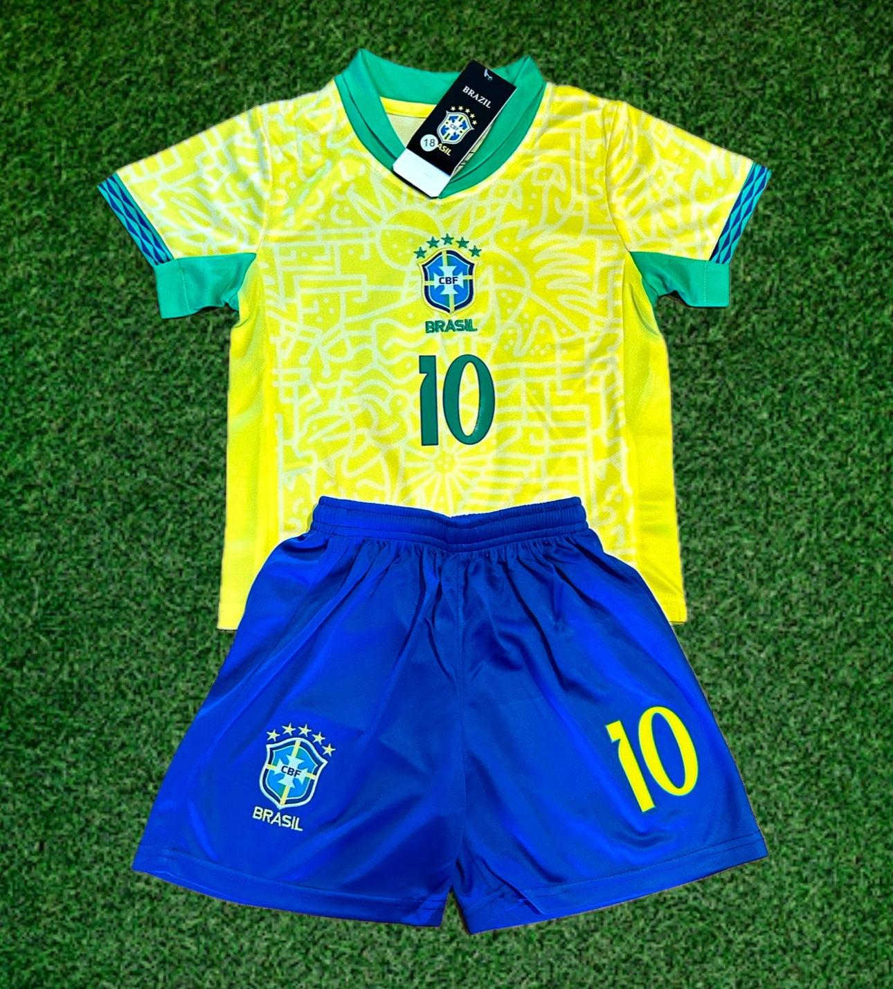 Neymar Jr Brazil Kids Soccer Jersey Set Football Youth Toddler Sizes CustomKiddos.com