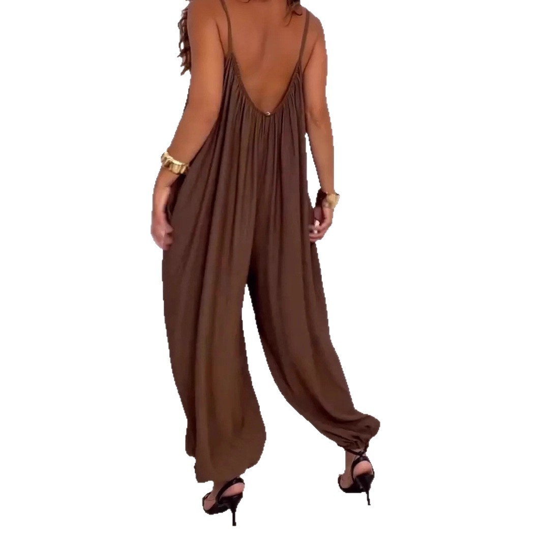Loose Casual Solid Color Hollow-out Camisole Women's Jumpsuit Drip Haven