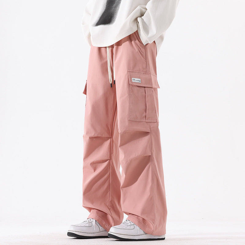 Couple American Retro High Street Fashionable Pleated Straight Cargo Pants Drip Haven