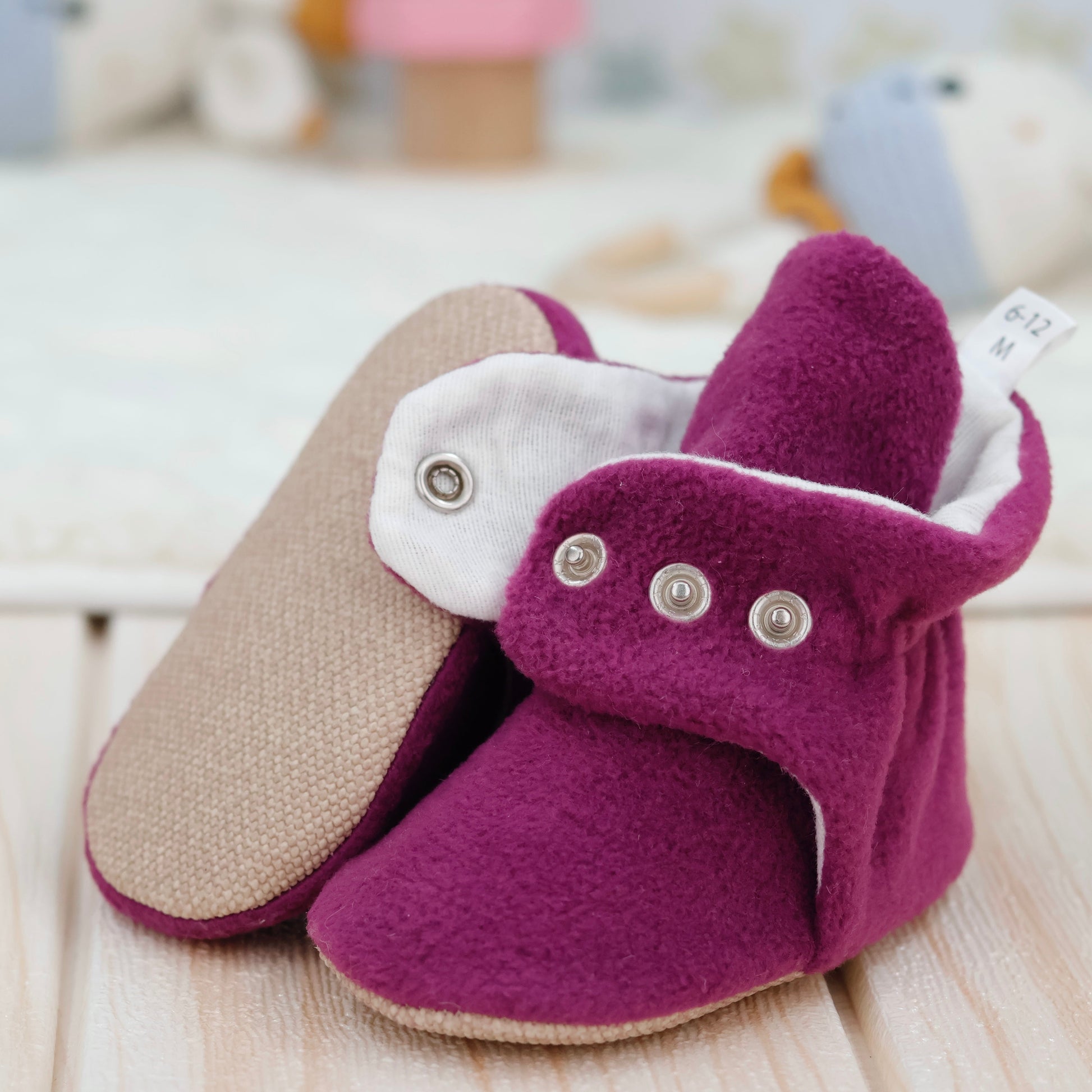 Organic Baby Booties, Newborn Booties Basic, Purple Ella Bonna Baby