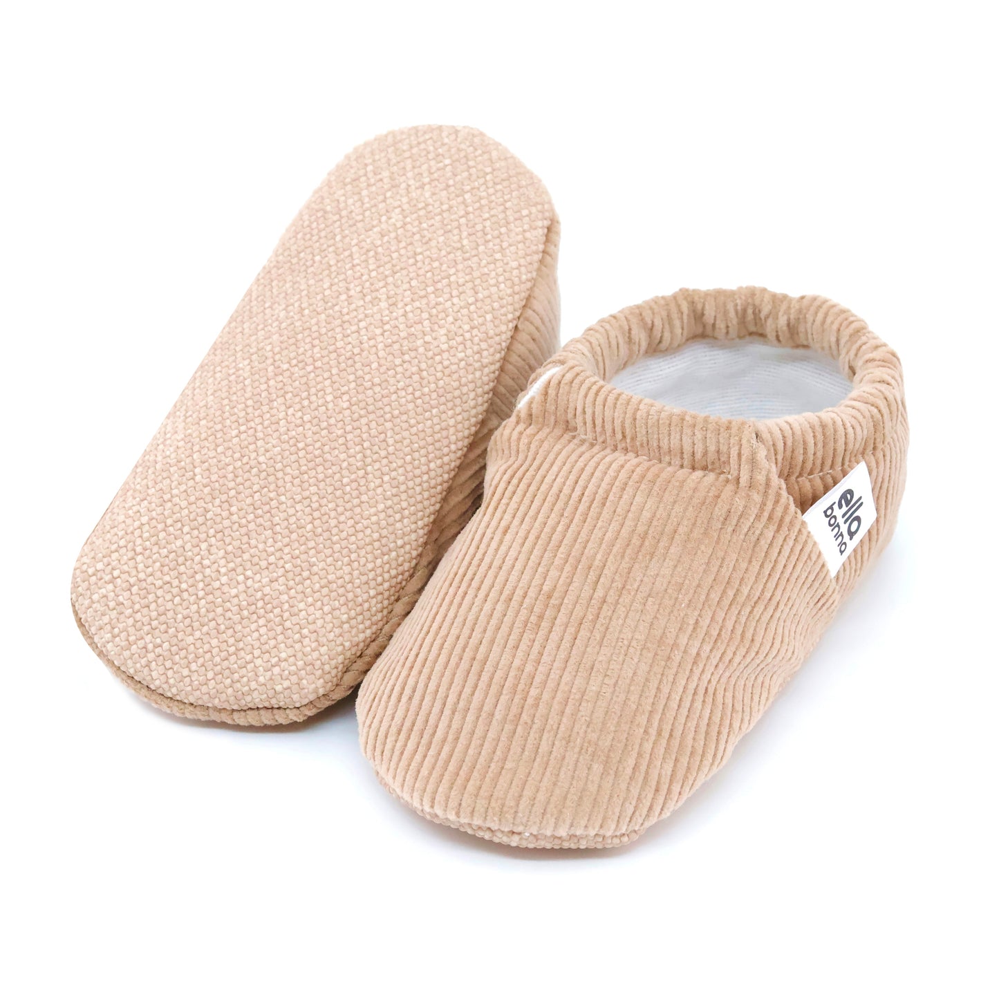 Organic Cotton Corduroy Home Nursery Moccasin Shoes  Beige Ella Bonna Baby
