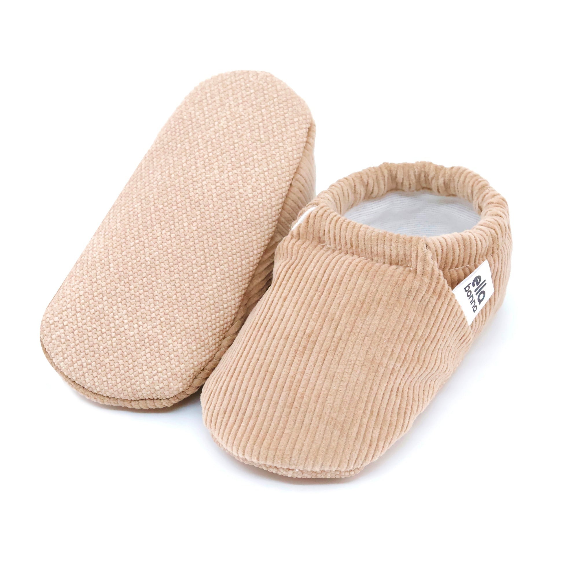 Organic Cotton Corduroy Home Nursery Moccasin Shoes  Beige Ella Bonna Baby